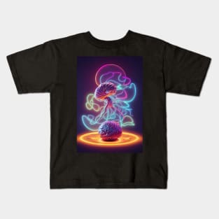 surreal glowing neon brain Kids T-Shirt